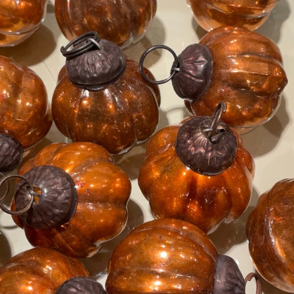 Bag of 35 mercury glass pumpkins! 1.5”x2”.  Wonderful, fun and many uses.  Mint. - Picture 3 of 5